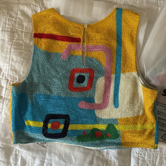 Staud Daffodil Dream Alora Top hand beaded - Picture 3 of 4